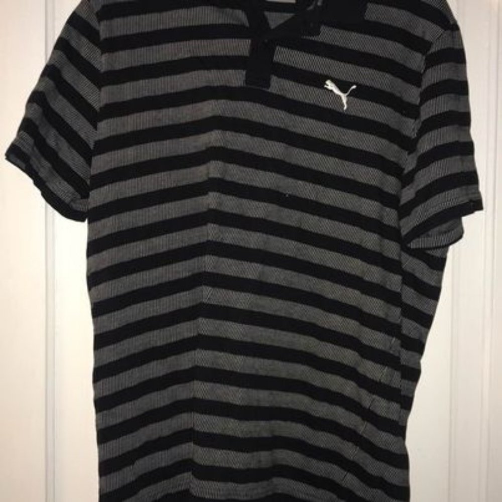PUMA Black and Grey striped polo (Mens XL)